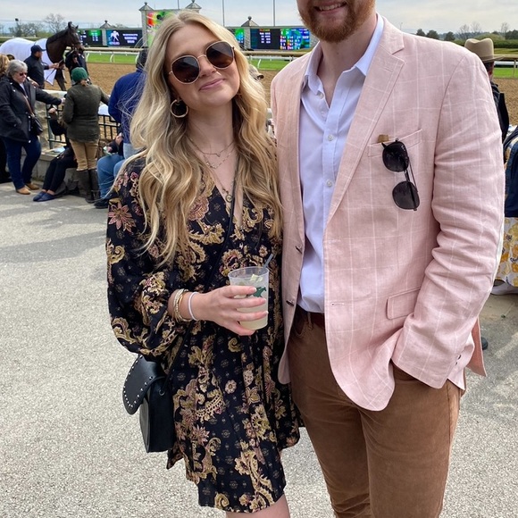 Free People Long Sleeve V Neck Mini Dress - Picture 1 of 4